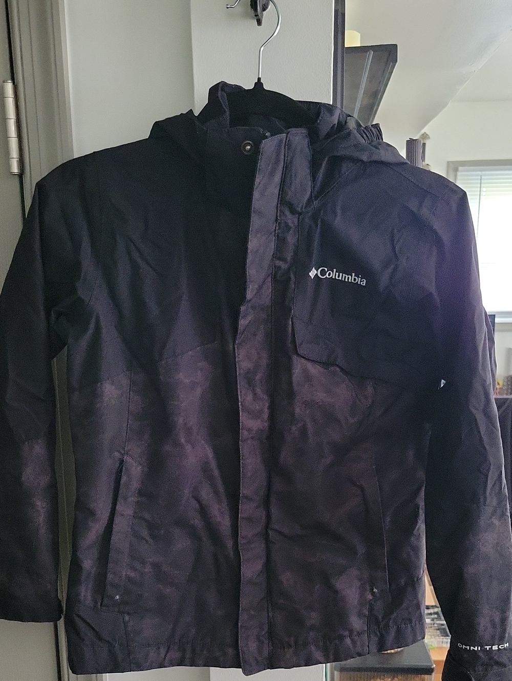Columbia Kid's Omni-Heat Black Hooded Rain Jacket